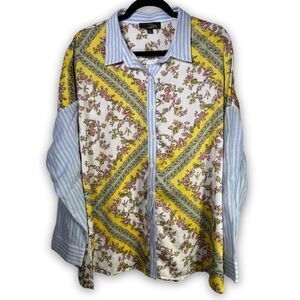 NWT Suzanne Betro W 1X Floral Scarf and Striped Long-Sleeve Shirt - MSRP $77